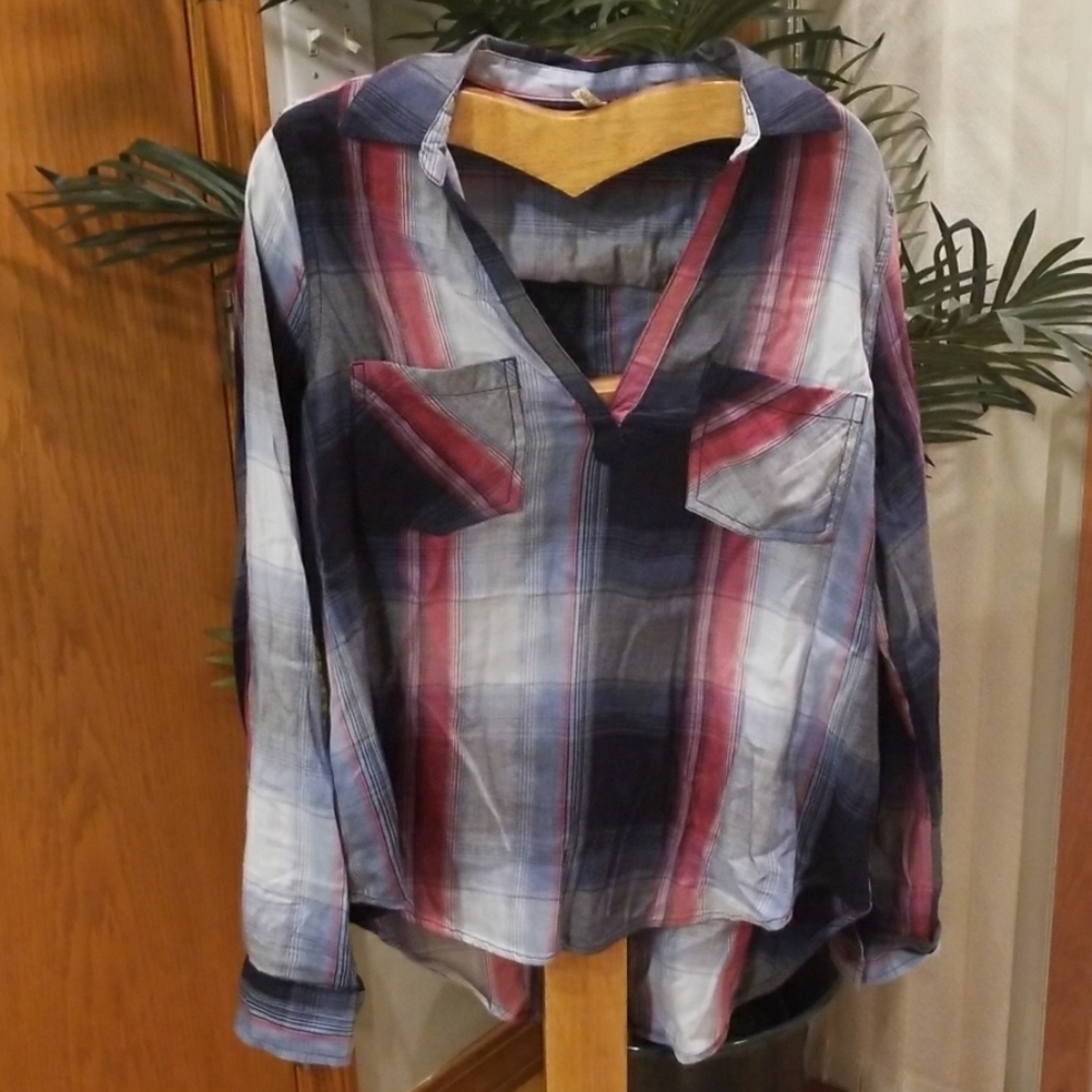 Mudd V Neck Plaid Tunic